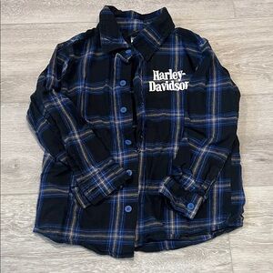 Harley-Davidson Kids Black and Blue Plaid Button Down Shirt